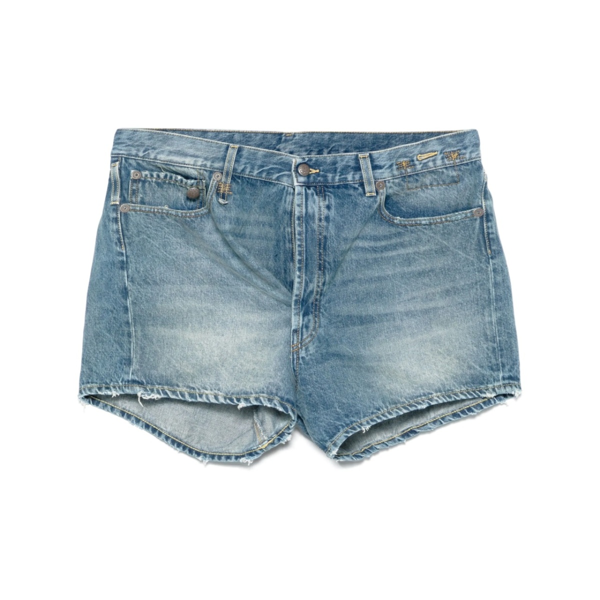 Crossover denim shorts