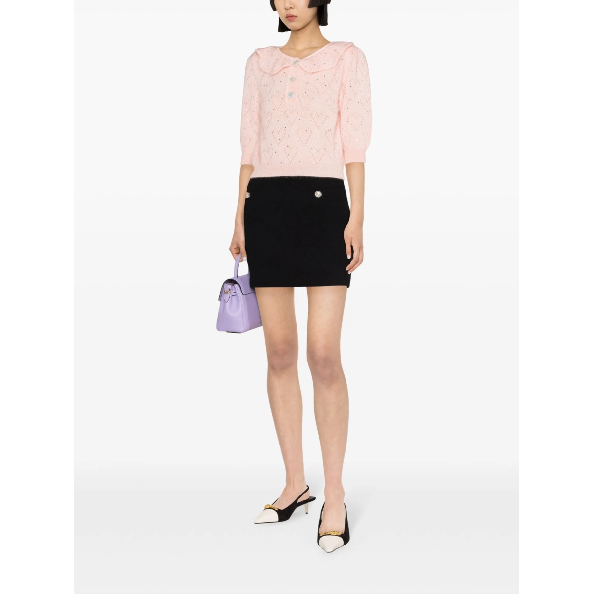 crystal-embellished cropped blouse - Img 3