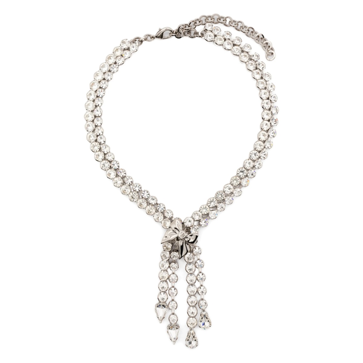 crystal-embellished fringed necklace
