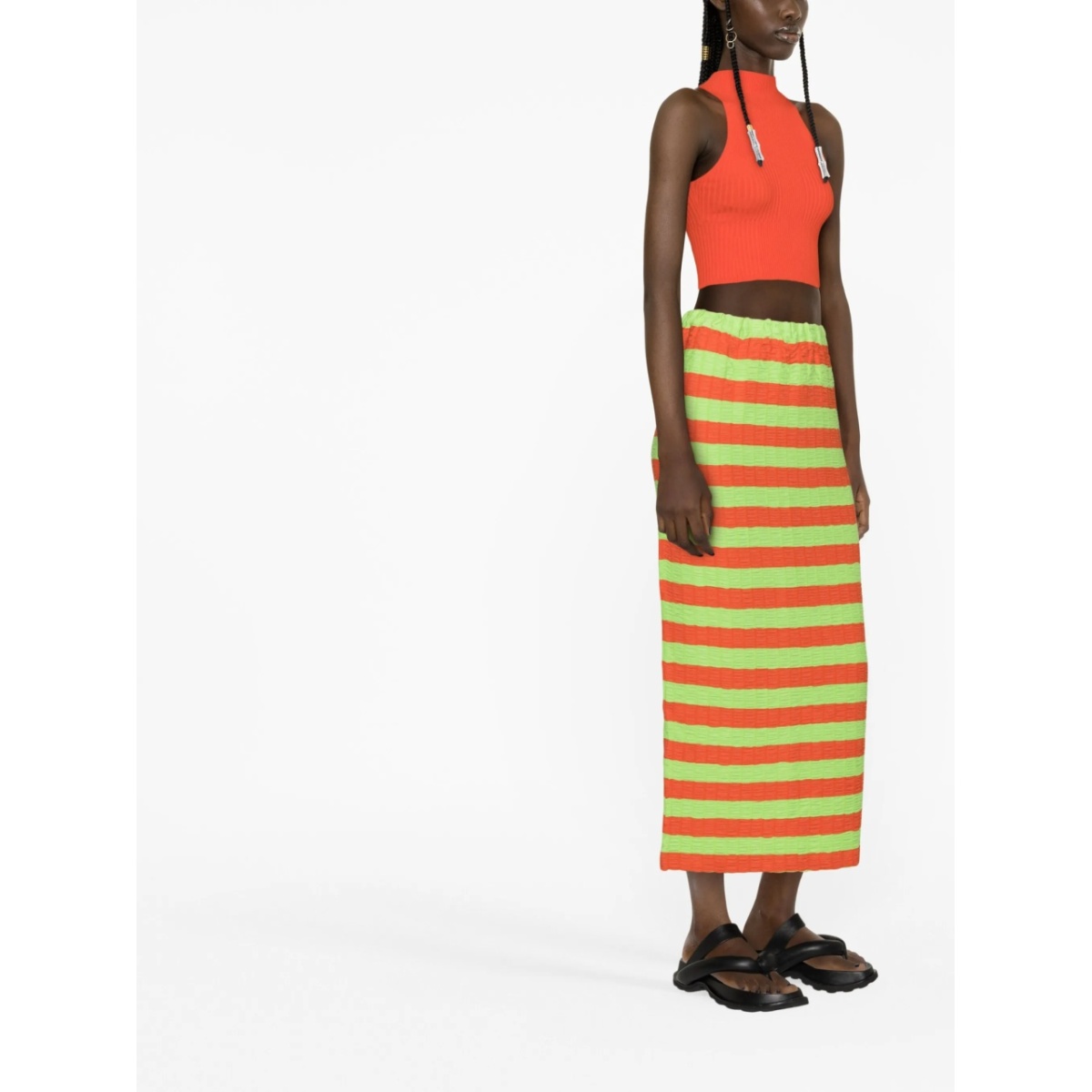 Curled striped midi skirt - Img 3