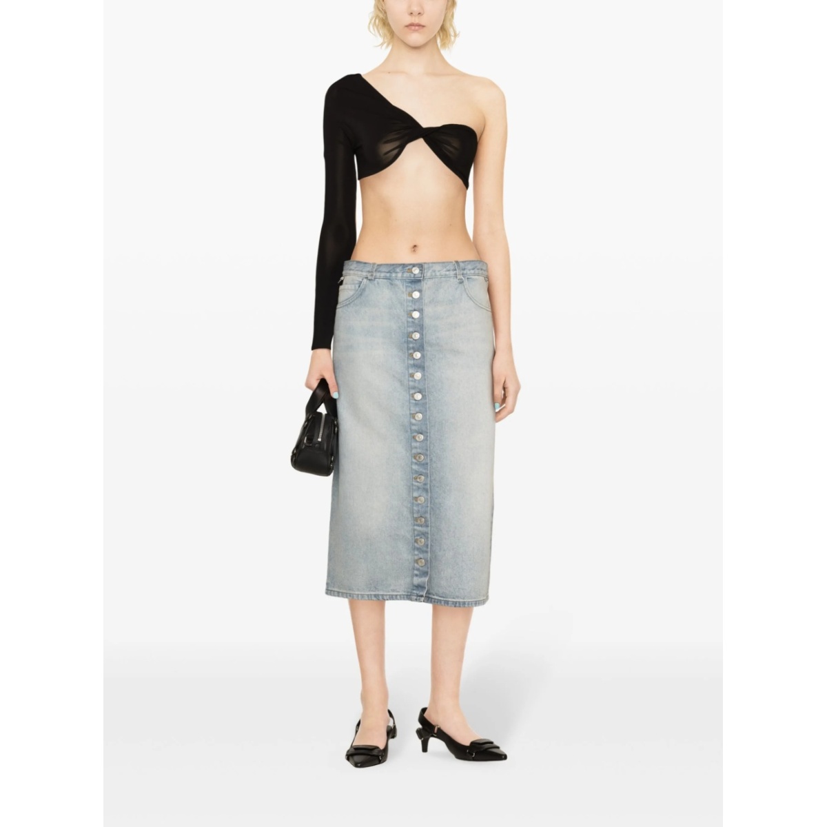 D-rings denim midi skirt - Img 2