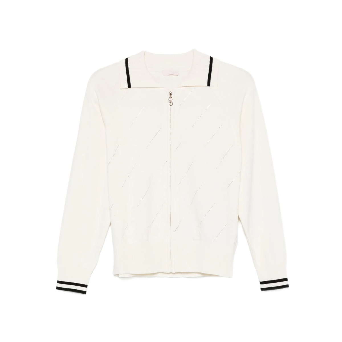 diagonal-stripes zip-front cardigan