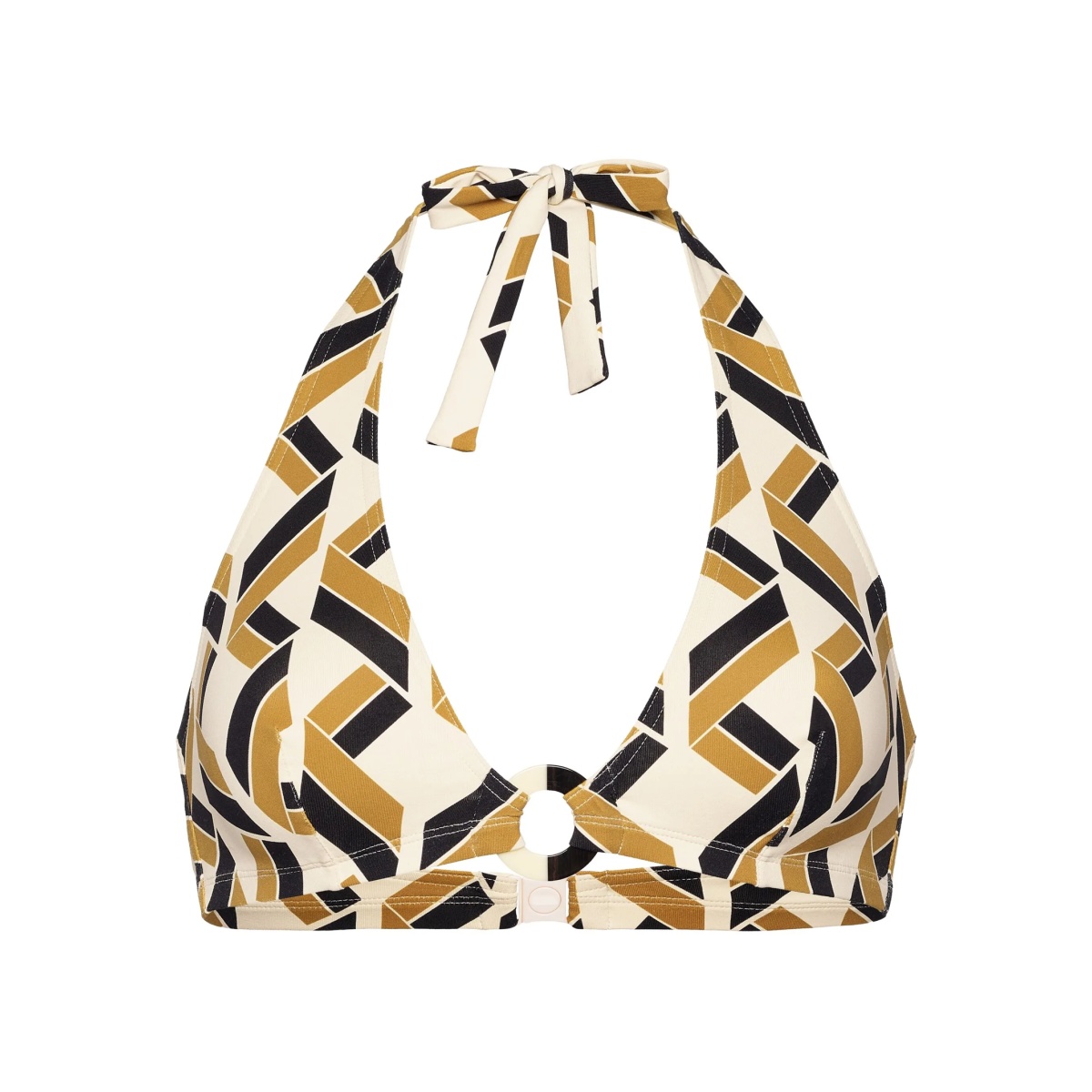 Dimension geometric-print triangle bikini top