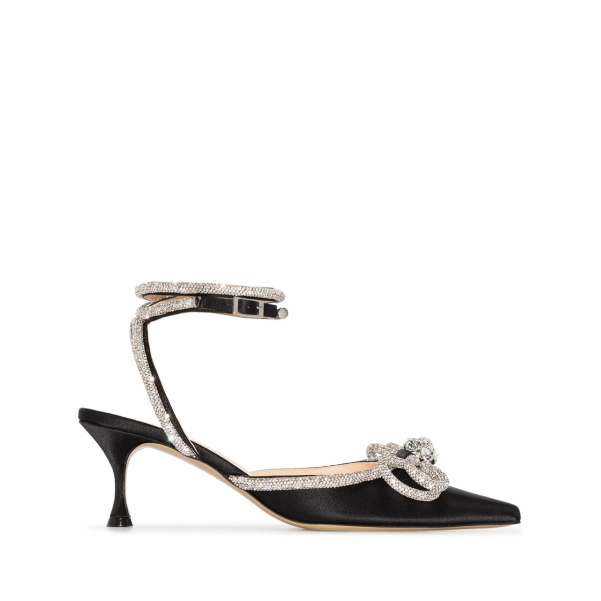 Double Bow 65mm crystal-embellished pumps