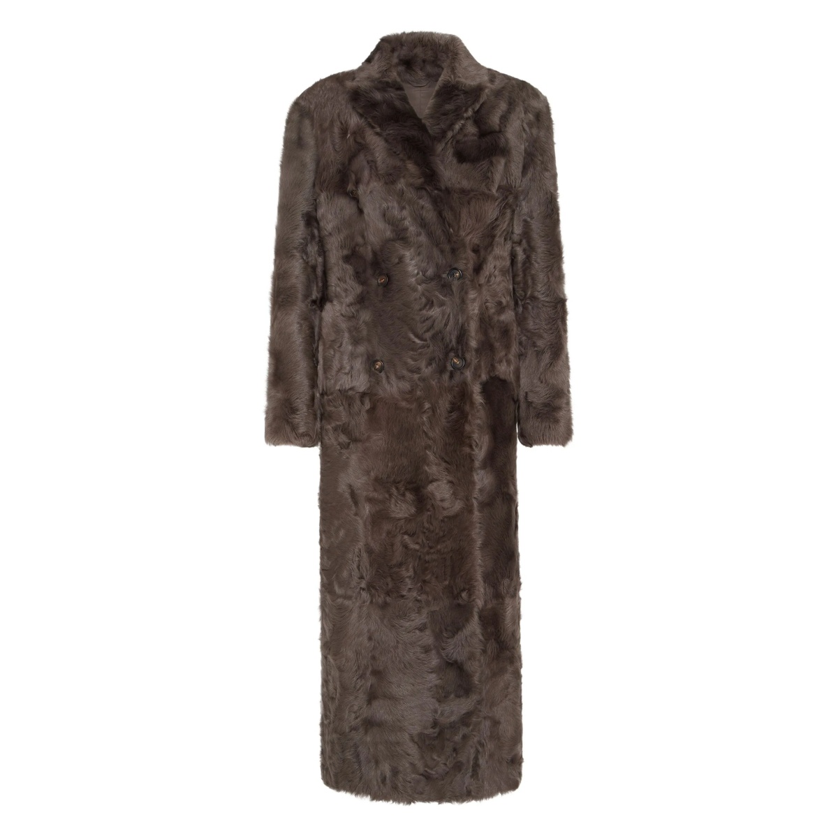 double-breasted lamb fur coat