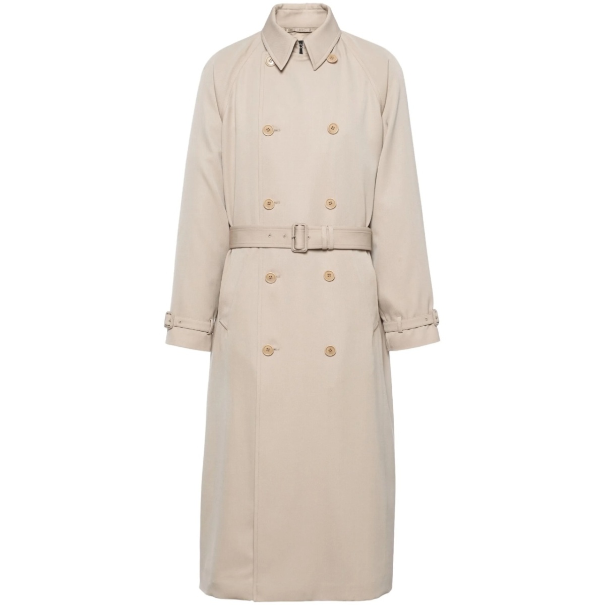 double-breasted wool trench coat