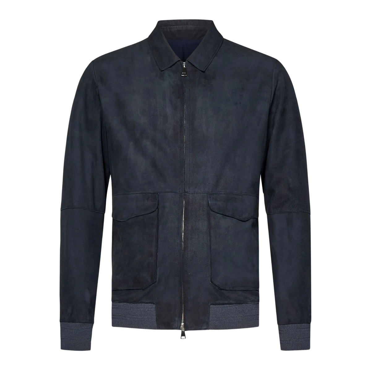 double-slider zip leather jacket