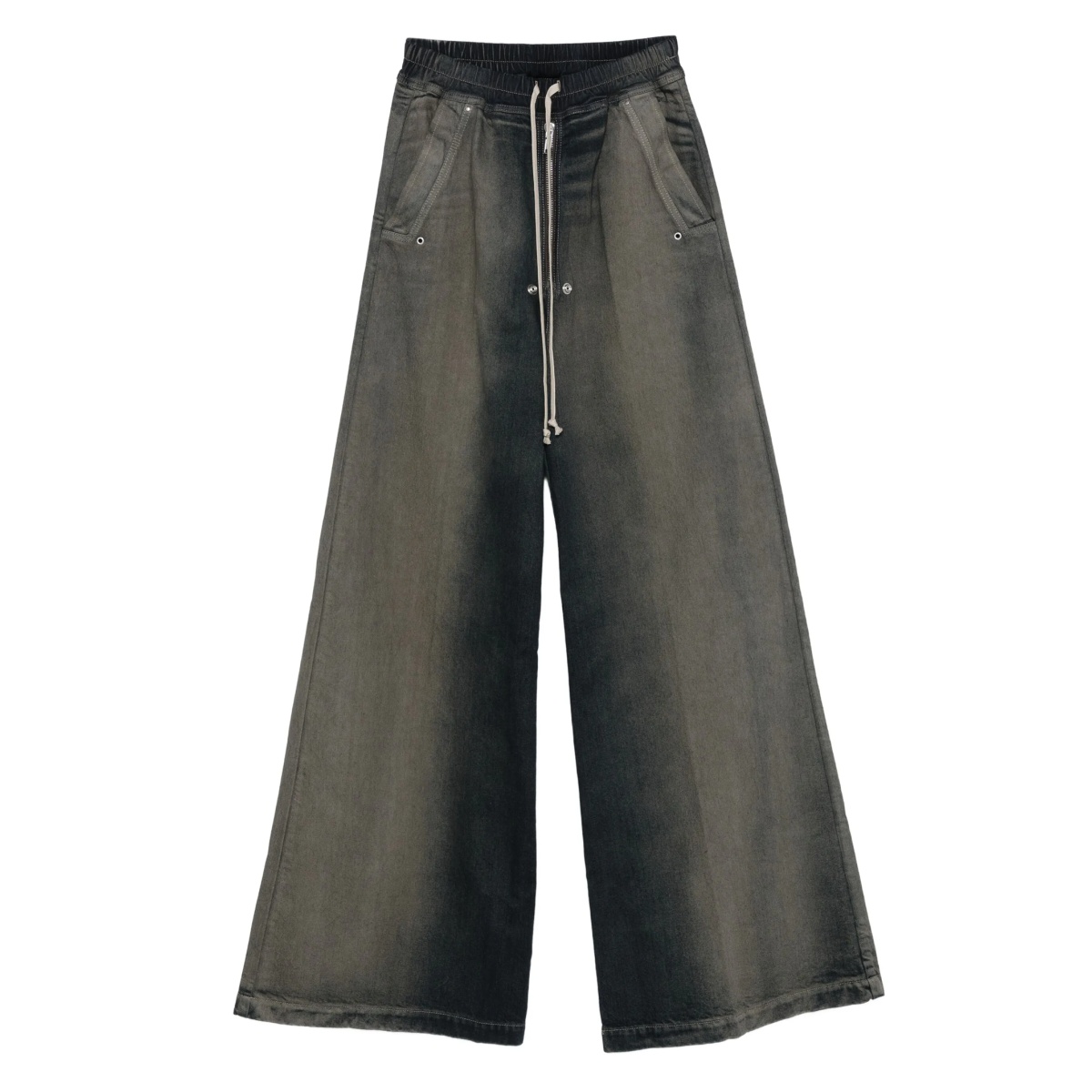 drawstring-fastening wide-leg trousers