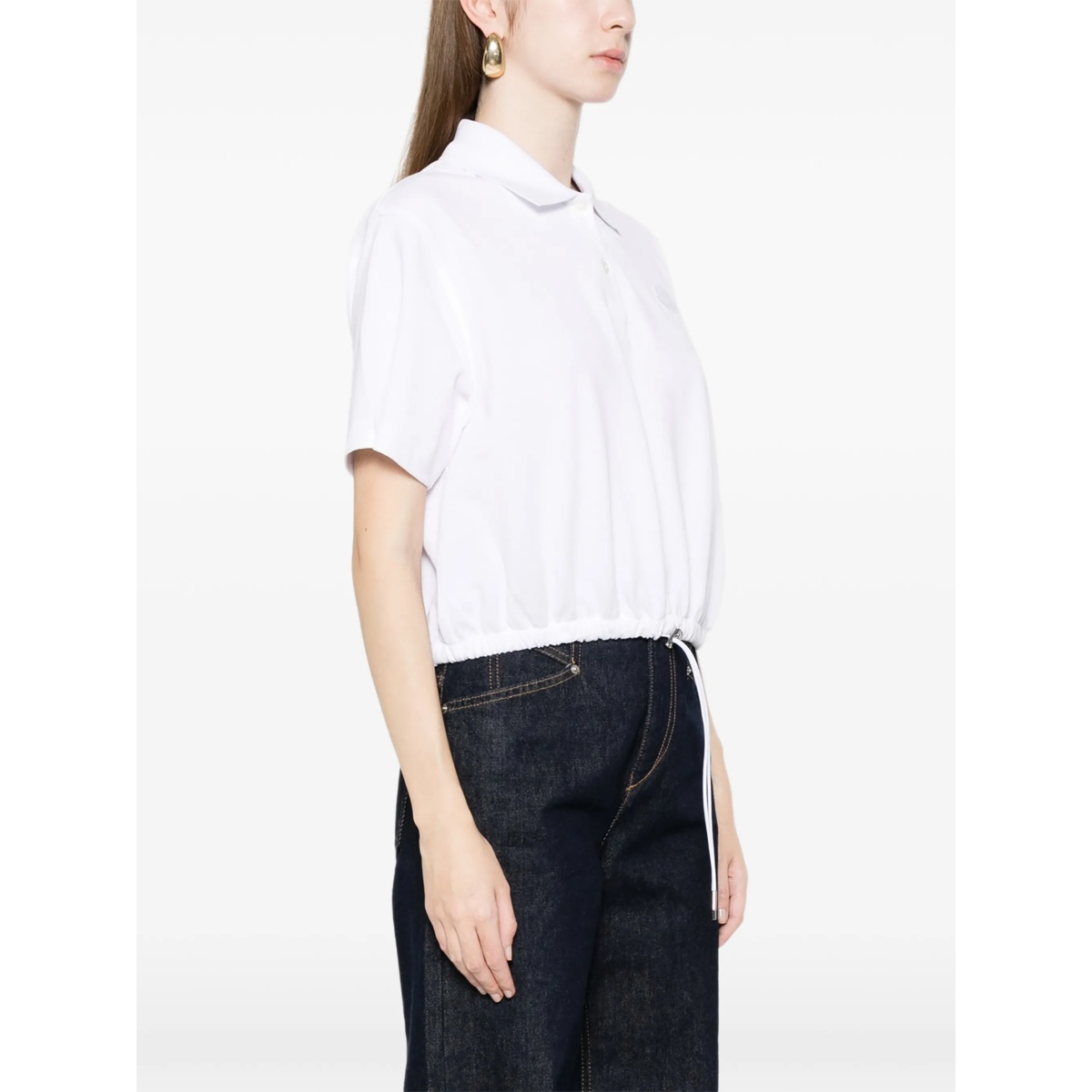 drawstring-hem polo top - Img 3