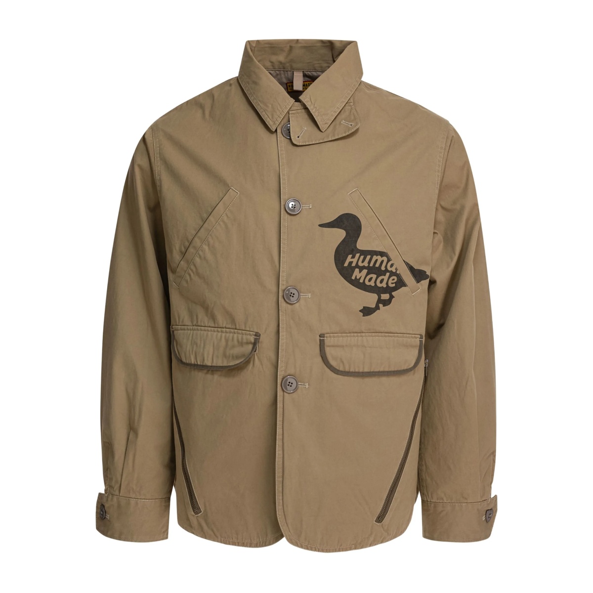duck-print button-fastening jacket