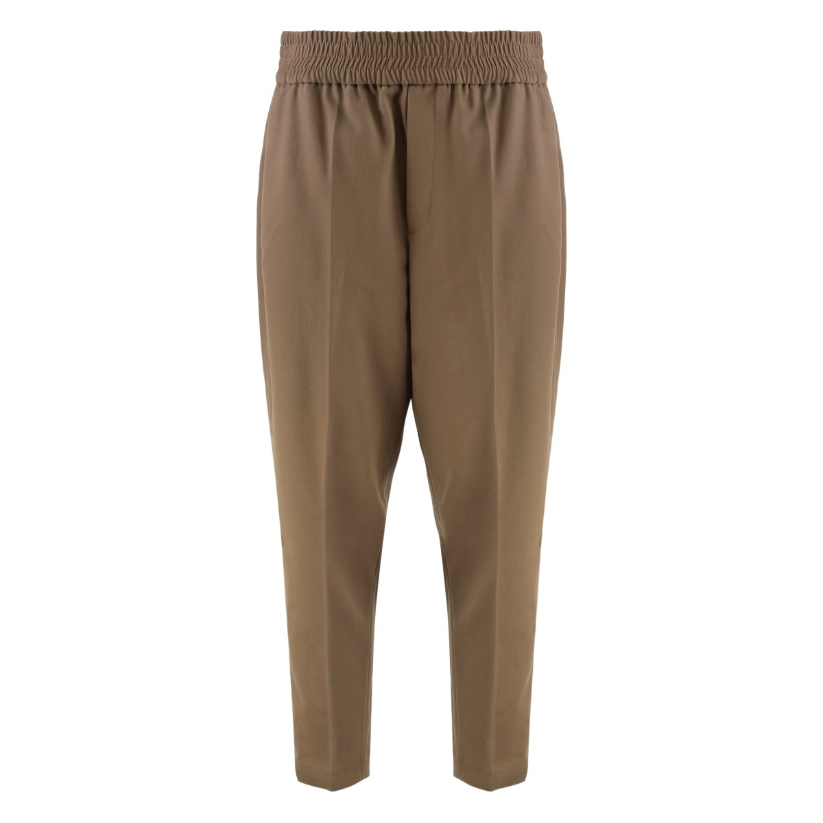 elastic-waist wool trousers