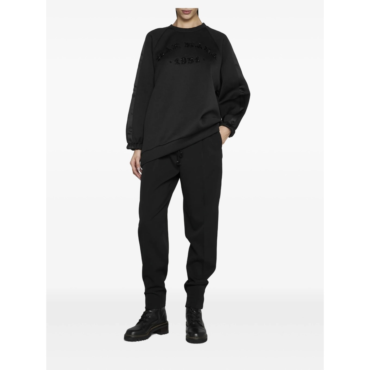 embellished satin-panel sweatshirt - Img 2