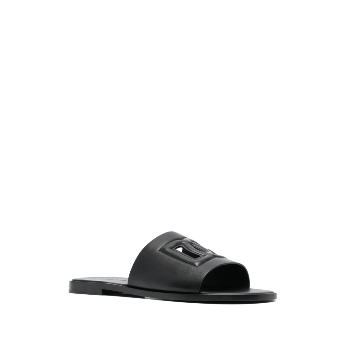 embossed-logo leather slides - Img 2