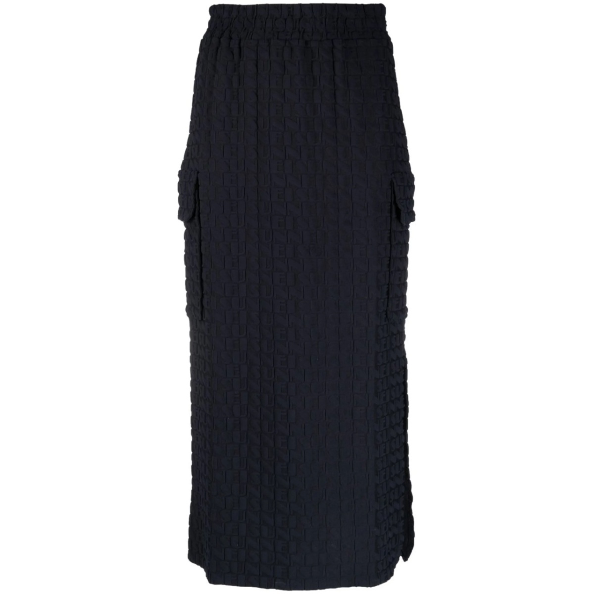 embossed logo-print midi skirt