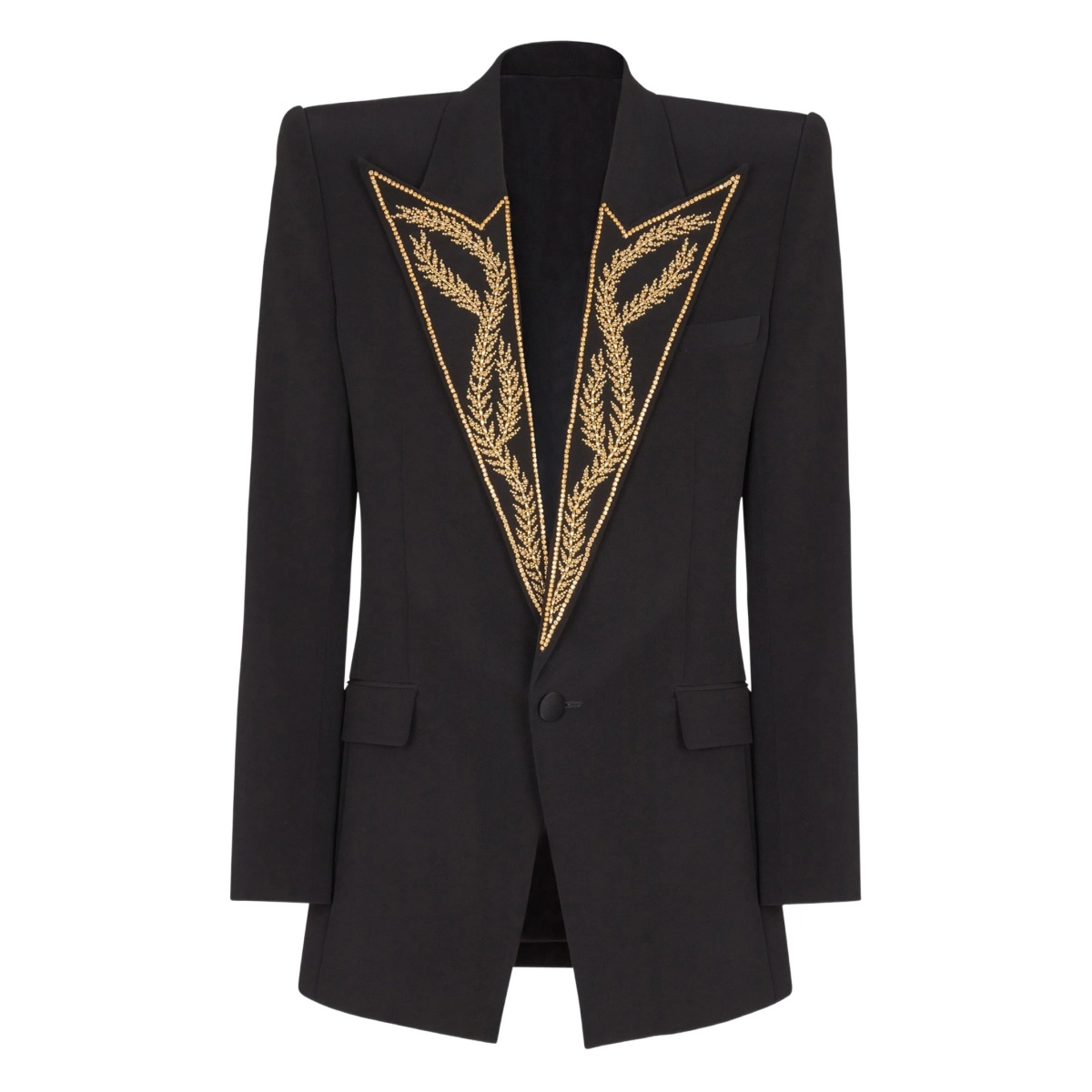 embroidered-collar blazer