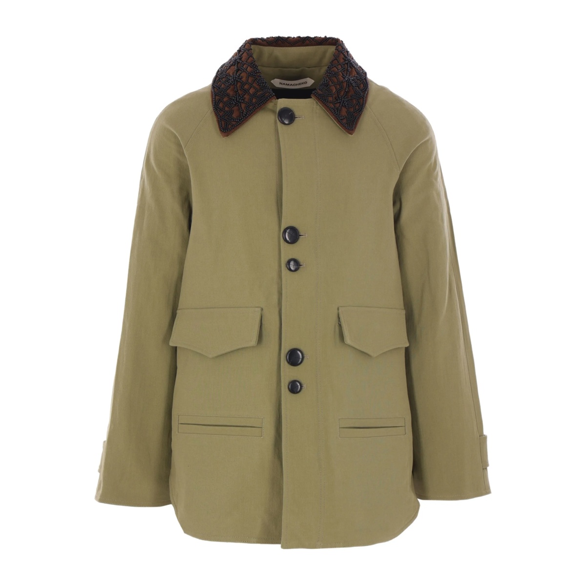 embroidered-collar canvas jacket