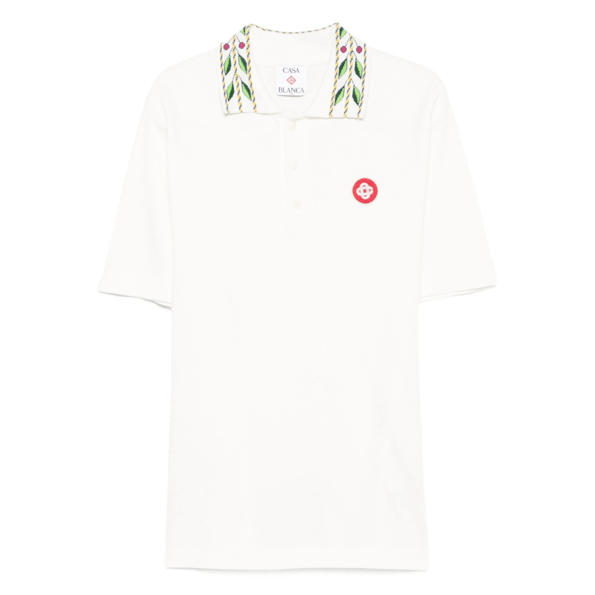 embroidered-collar polo shirt