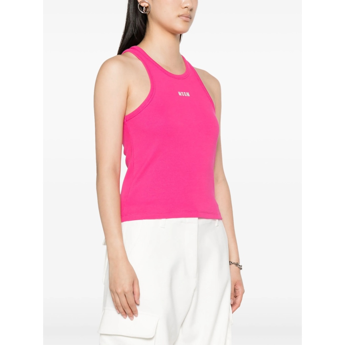 embroidered-logo ribbed tank top - Img 3