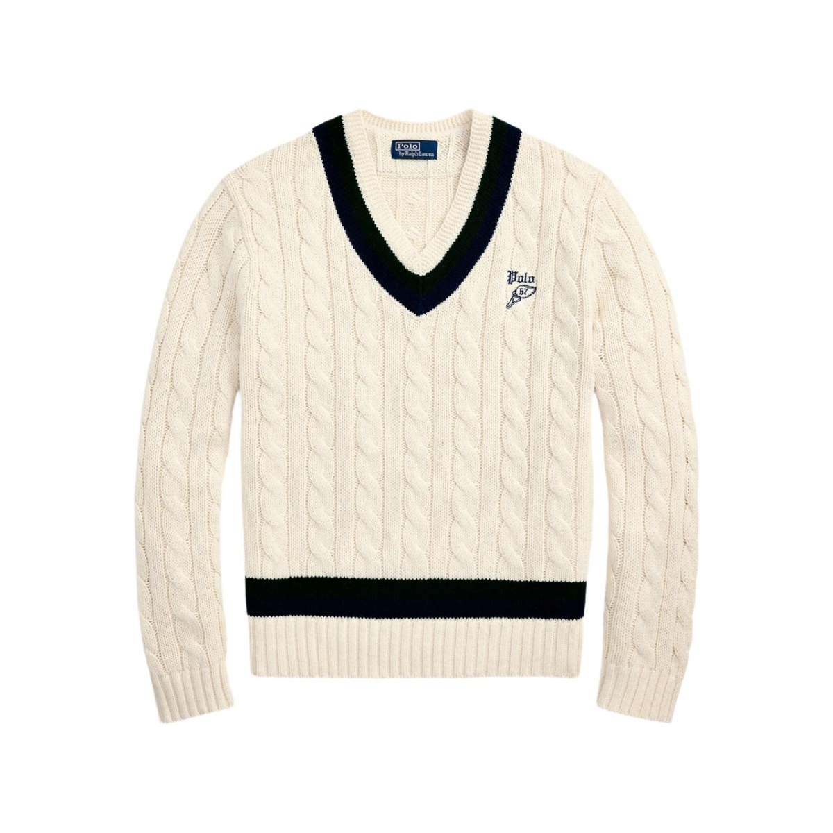 embroidered-logo v-neck sweater