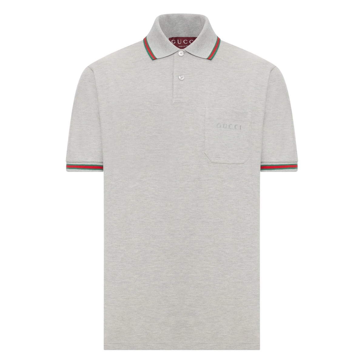 embroidered-pocket cotton polo shirt