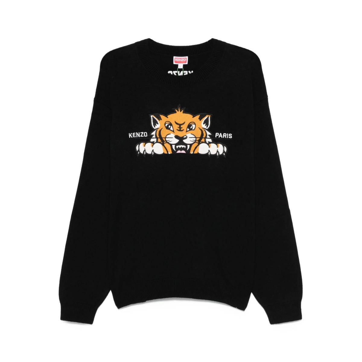 embroidered-tiger crew-neck sweater
