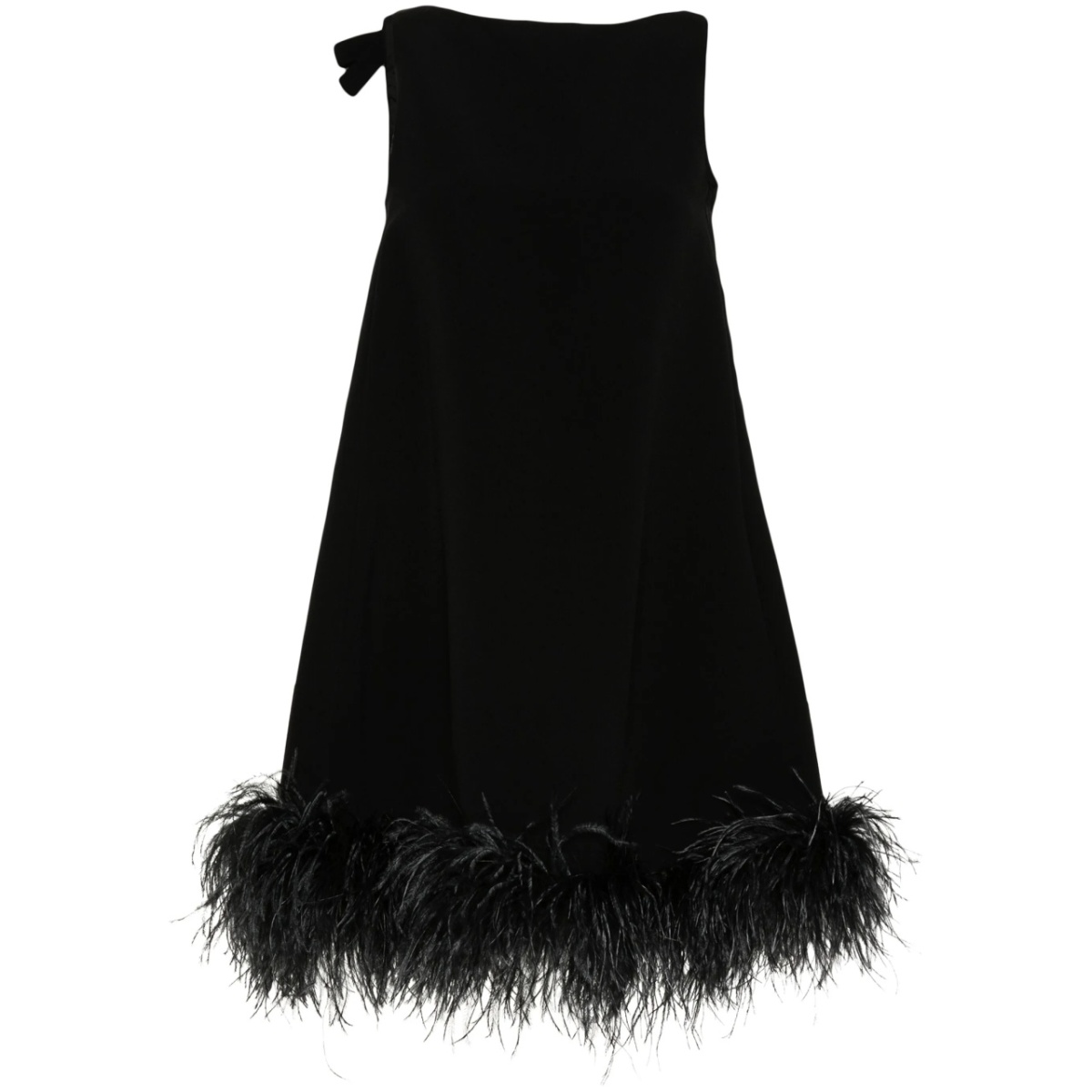 feather-trim midi dress