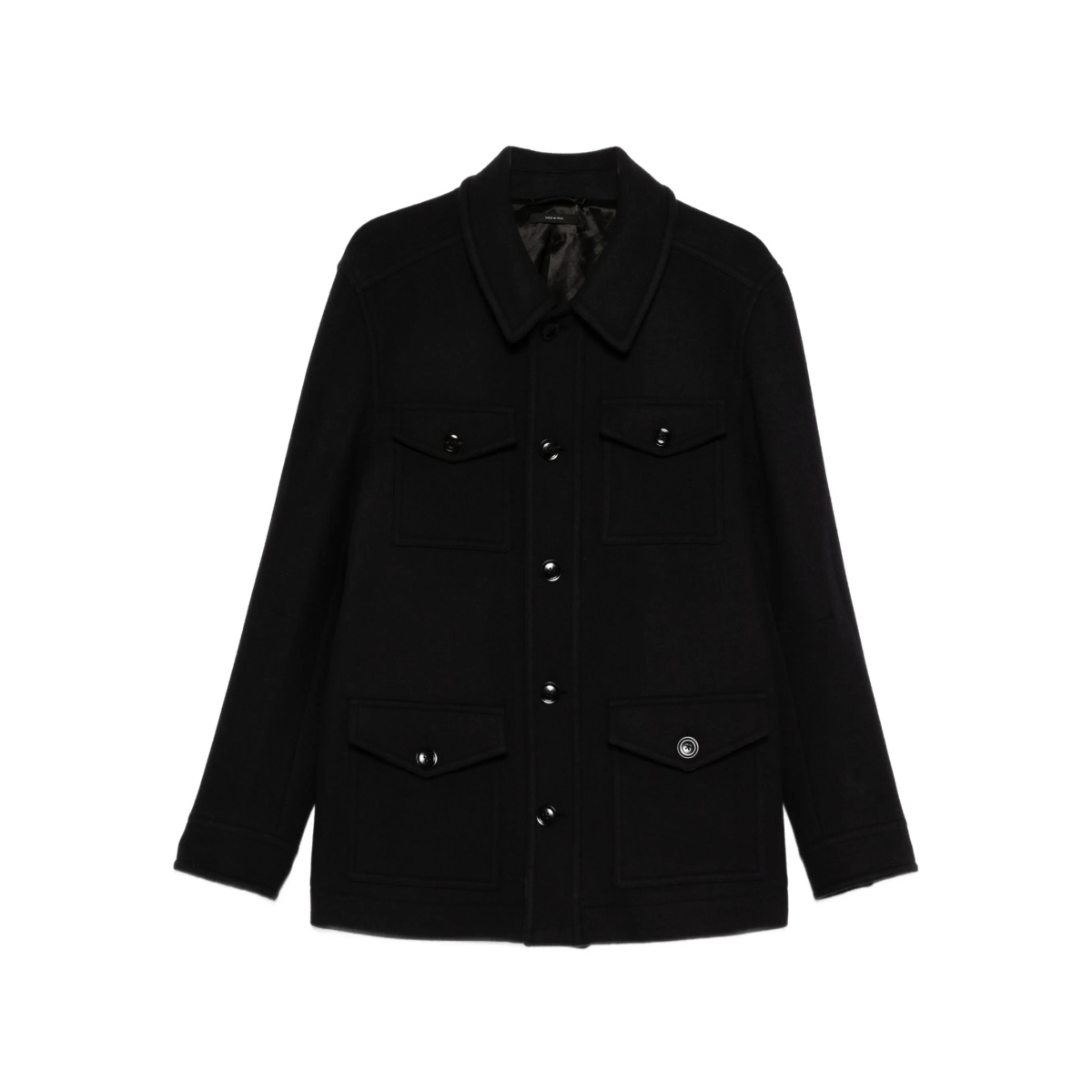 flap-pocket button-front jacket