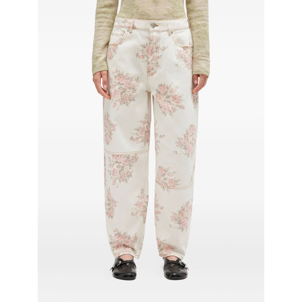floral-print panelled jeans - Img 2