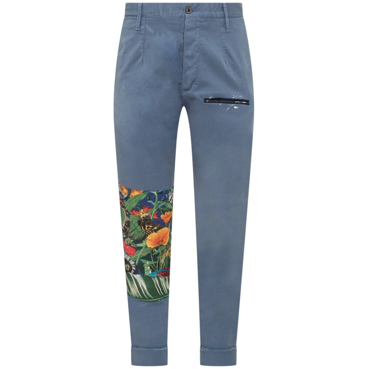 floral print-patch jeans