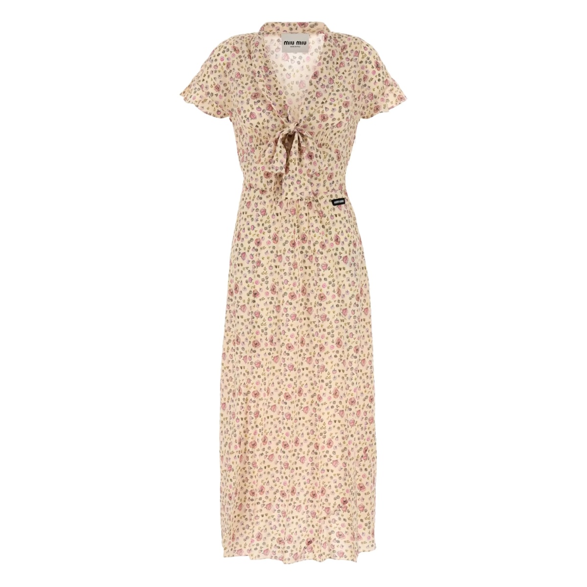floral-print tie-front midi dress