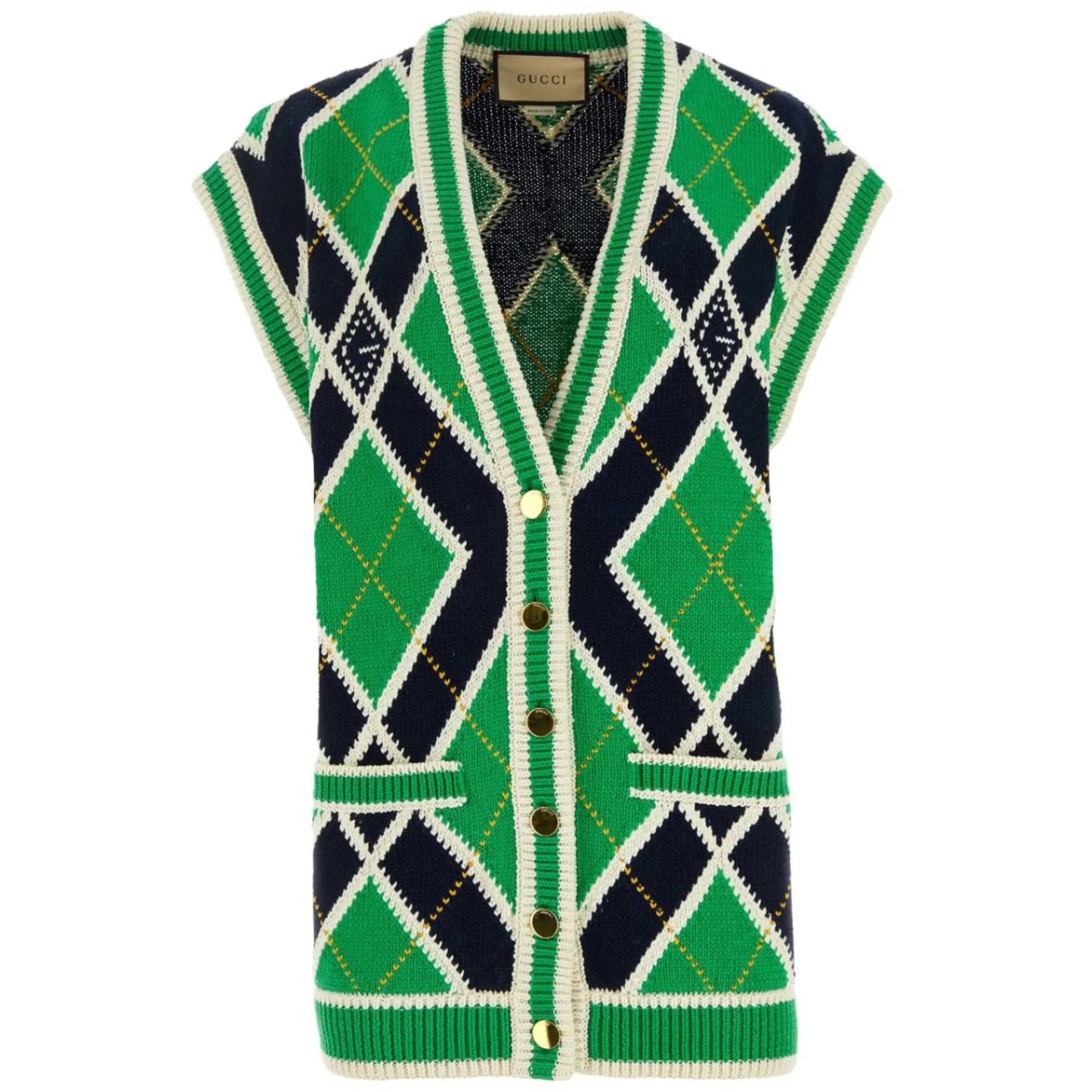 G rhombus sleeveless cardigan