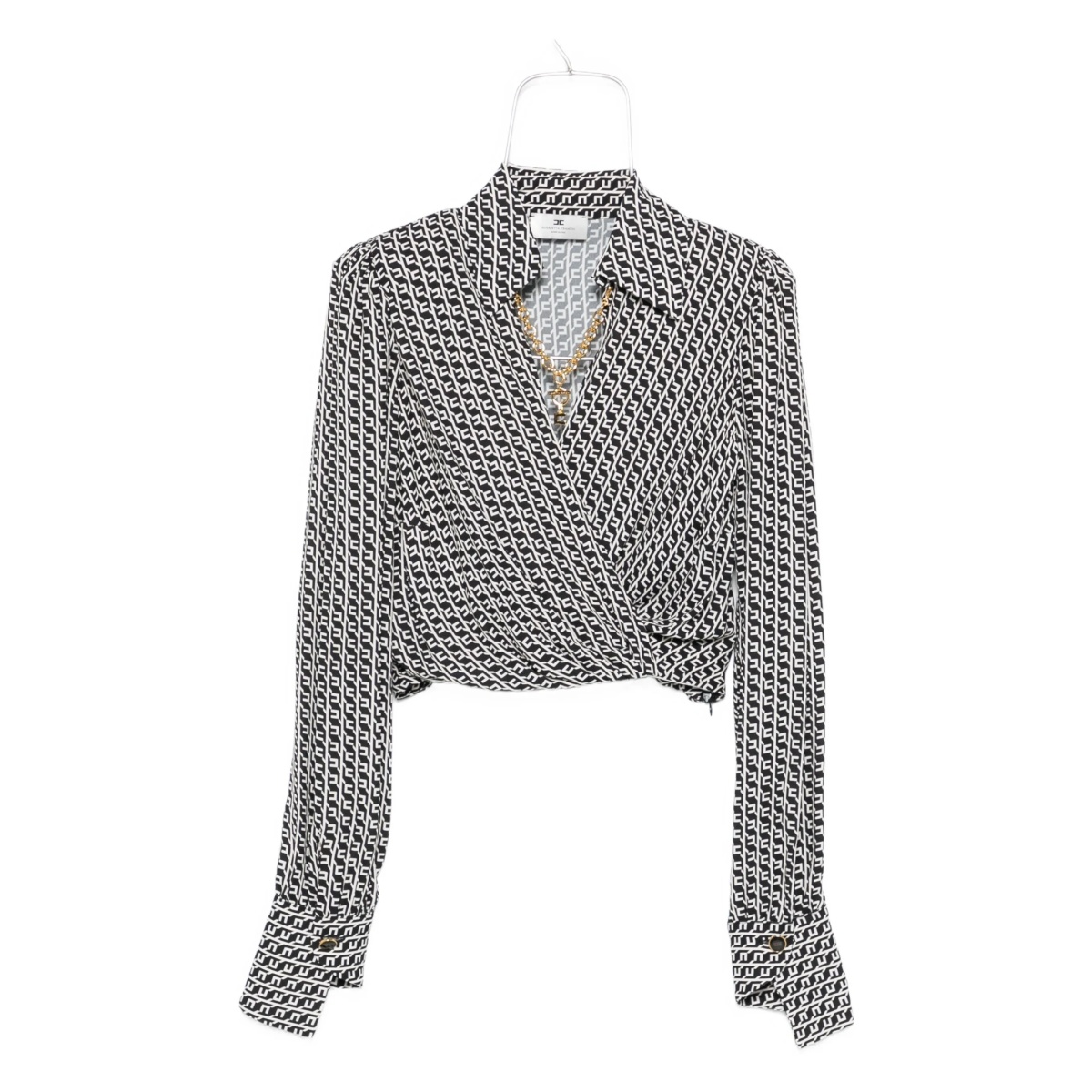 geometric-print wrap top