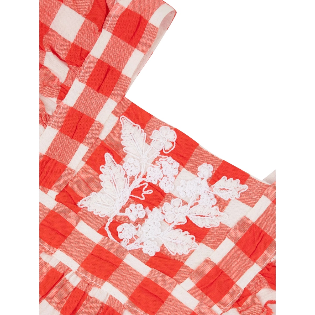 gingham-print ruffled romper - Img 3