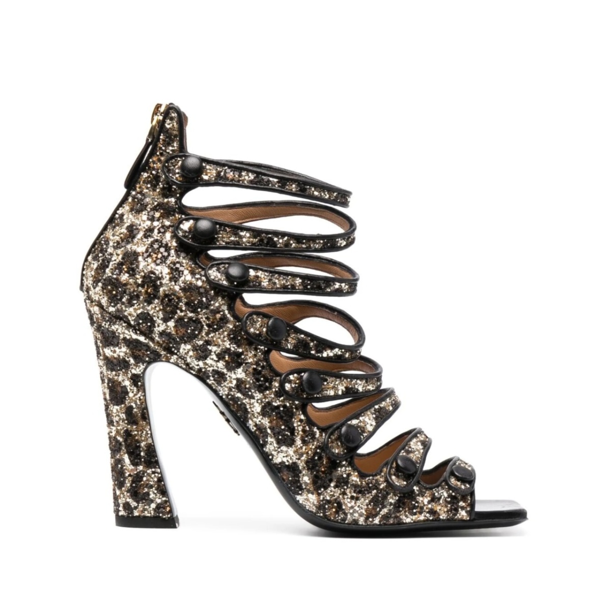 glitter-embellished leopard-print sandals