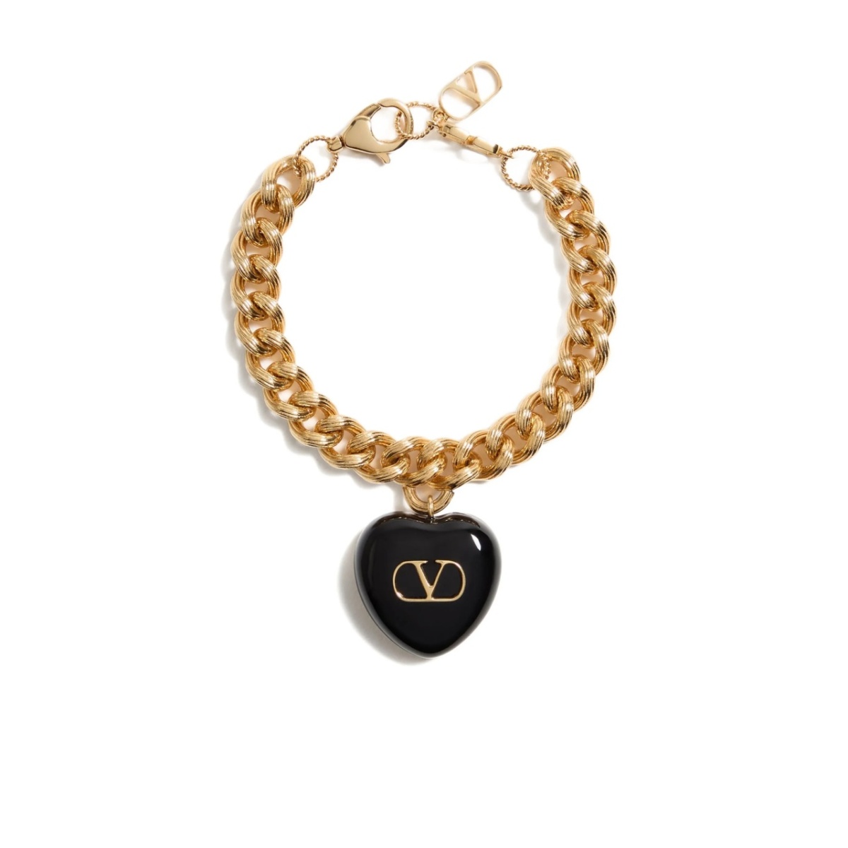 gold-tone chain bracelet with heart charm