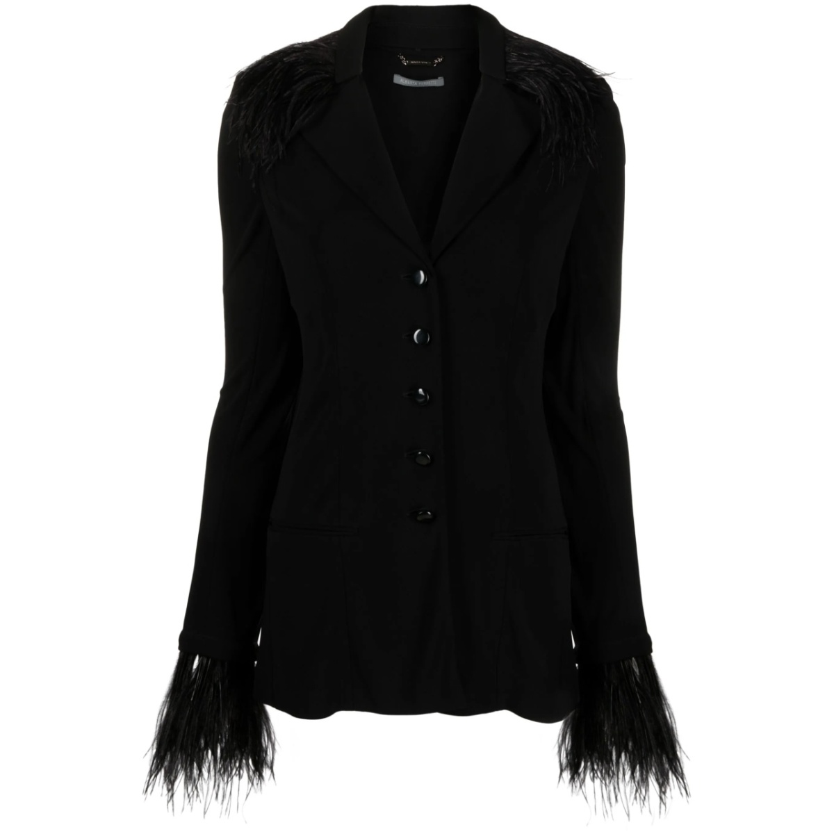 goose-feather trim button-up jacket