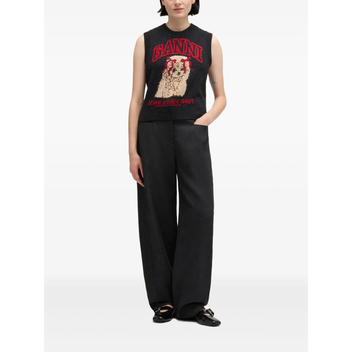 graphic knitted vest - Img 2