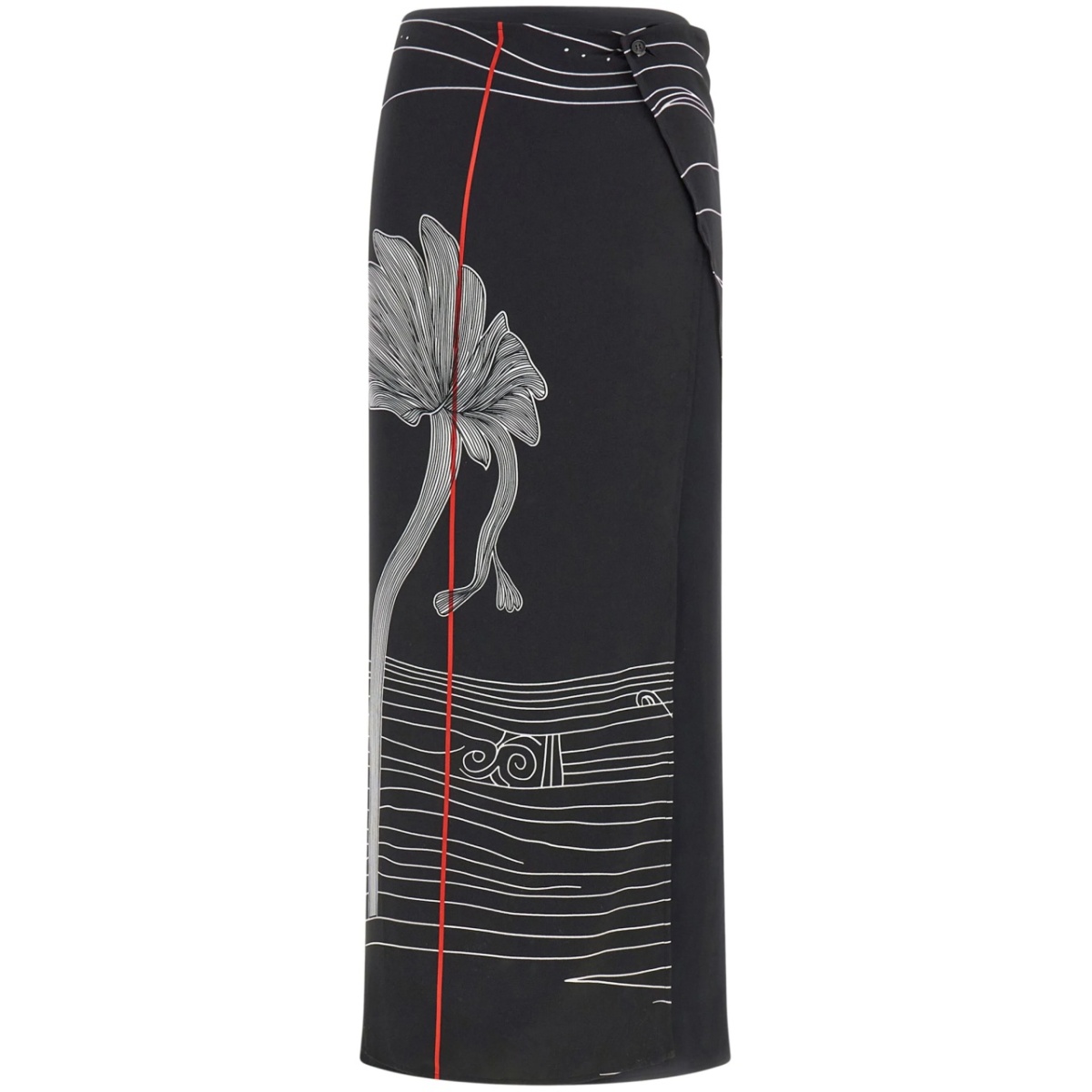 graphic-print silk skirt