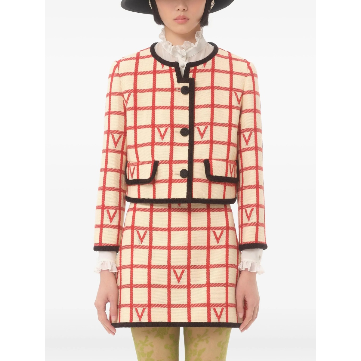 grid pattern embellished jacket - Img 3
