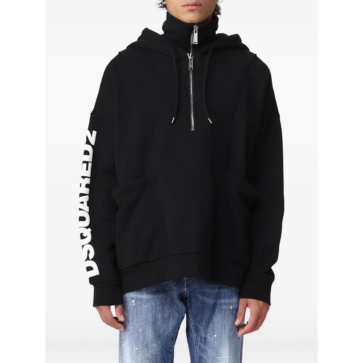half-zip hooded sweatshirt