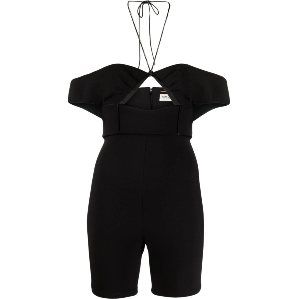 halterneck cold-shoulder playsuit