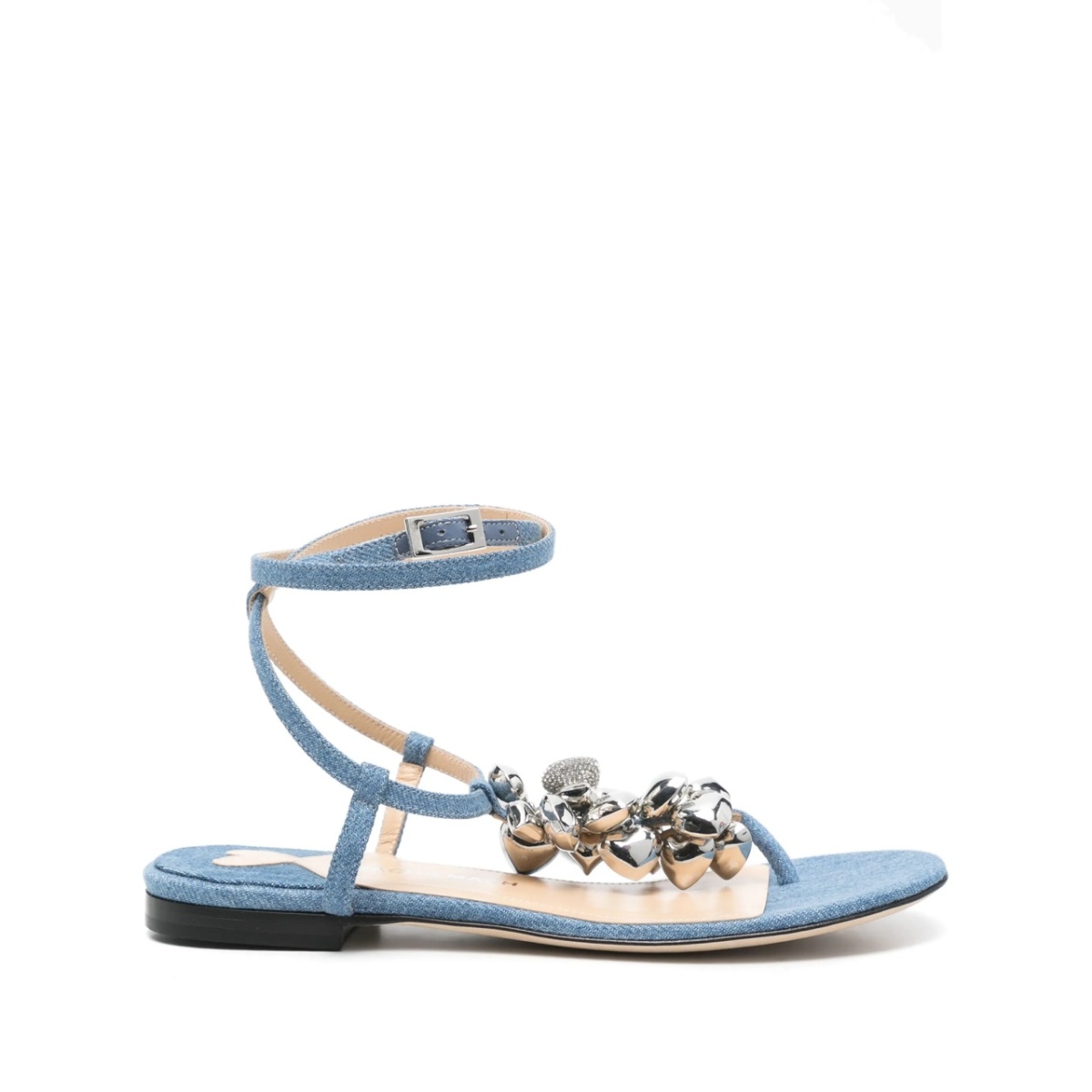 heart-charm flat sandals