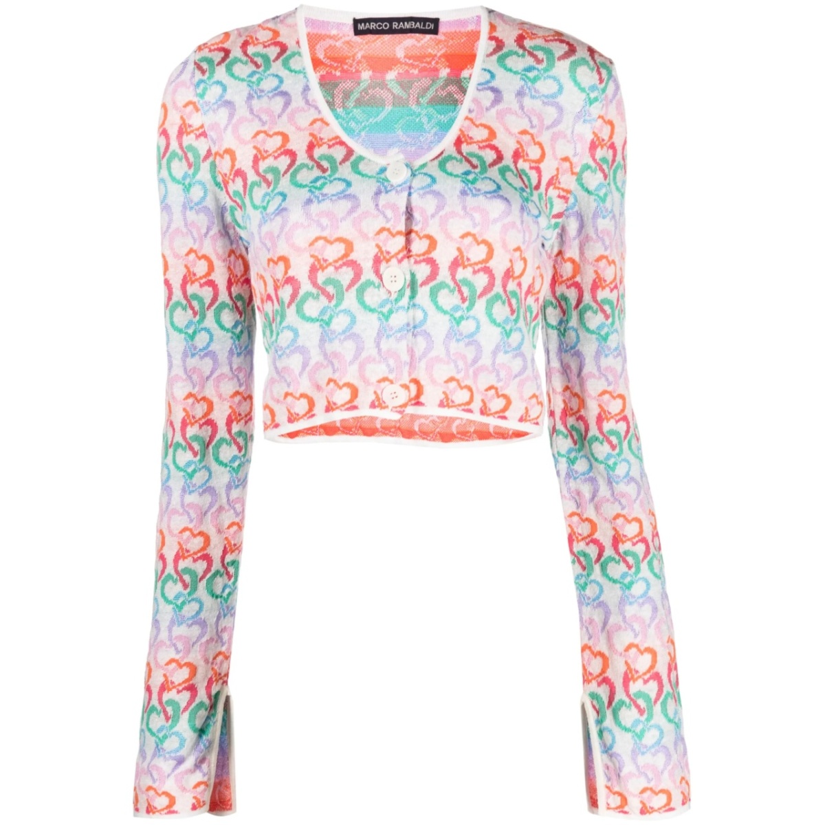 hearts-pattern cropped cardigan