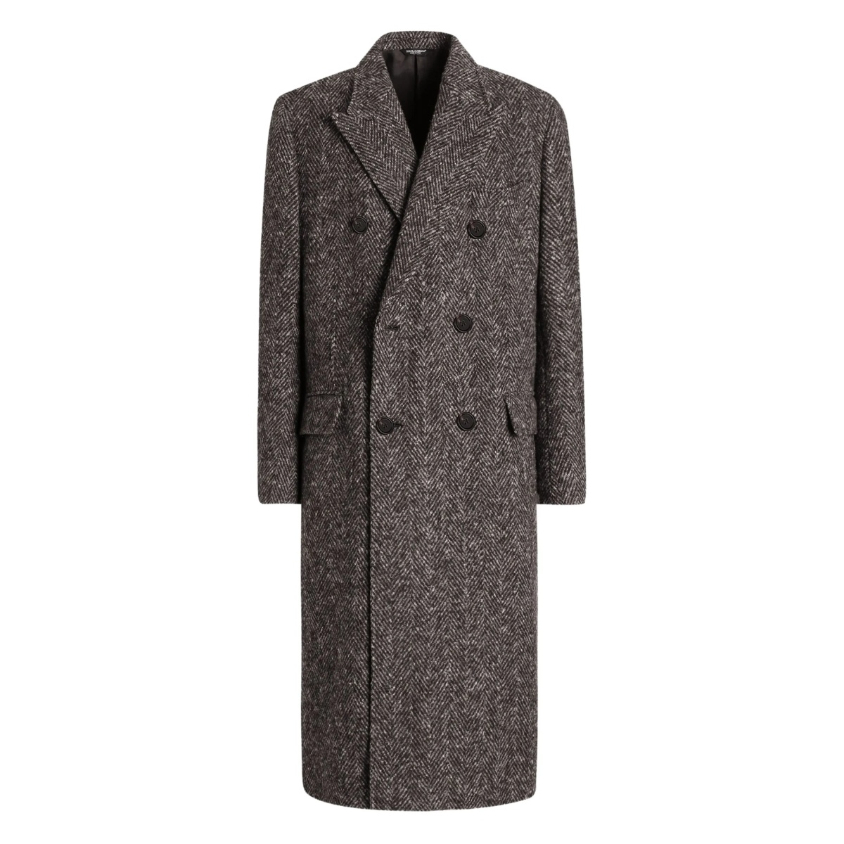 herringbone double-breasted coat
