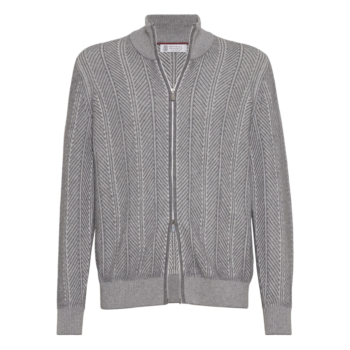 herringbone-pattern cardigan
