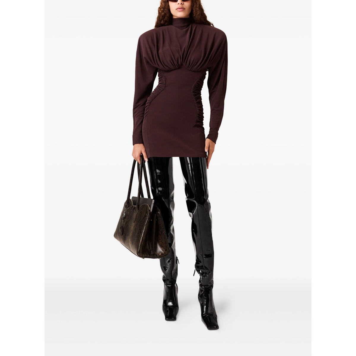 high-neck ruched mini dress - Img 2