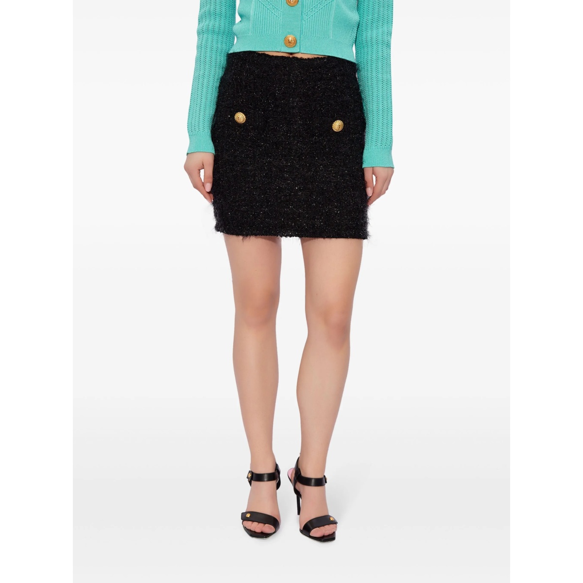 high-waisted bouclé miniskirt - Img 3