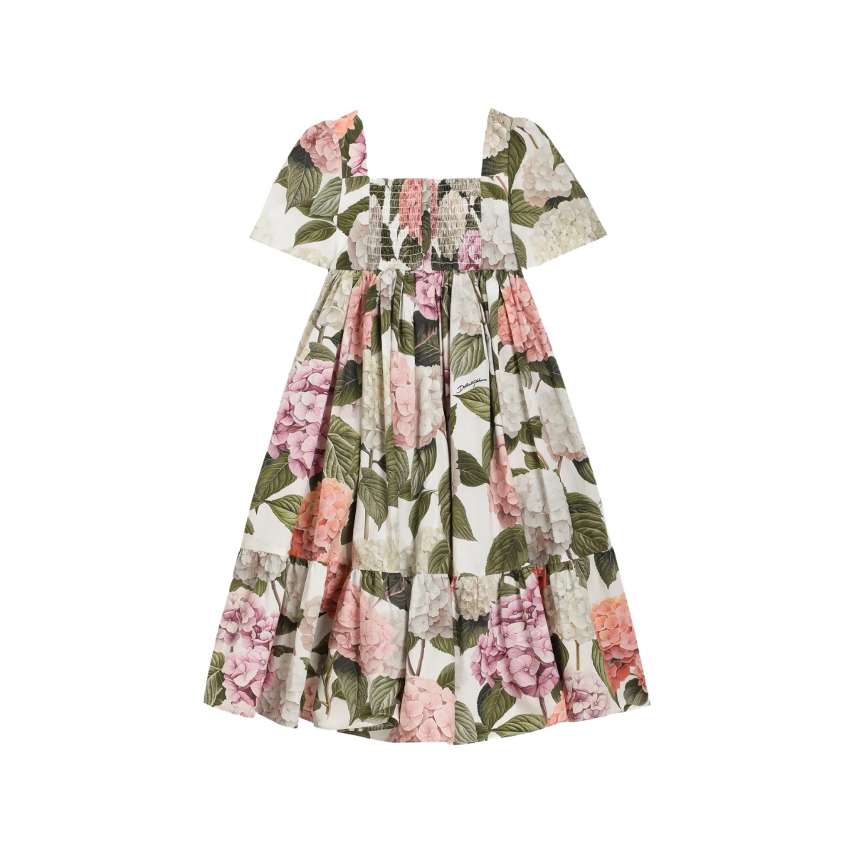 hydrangea-print poplin dress - Img 2