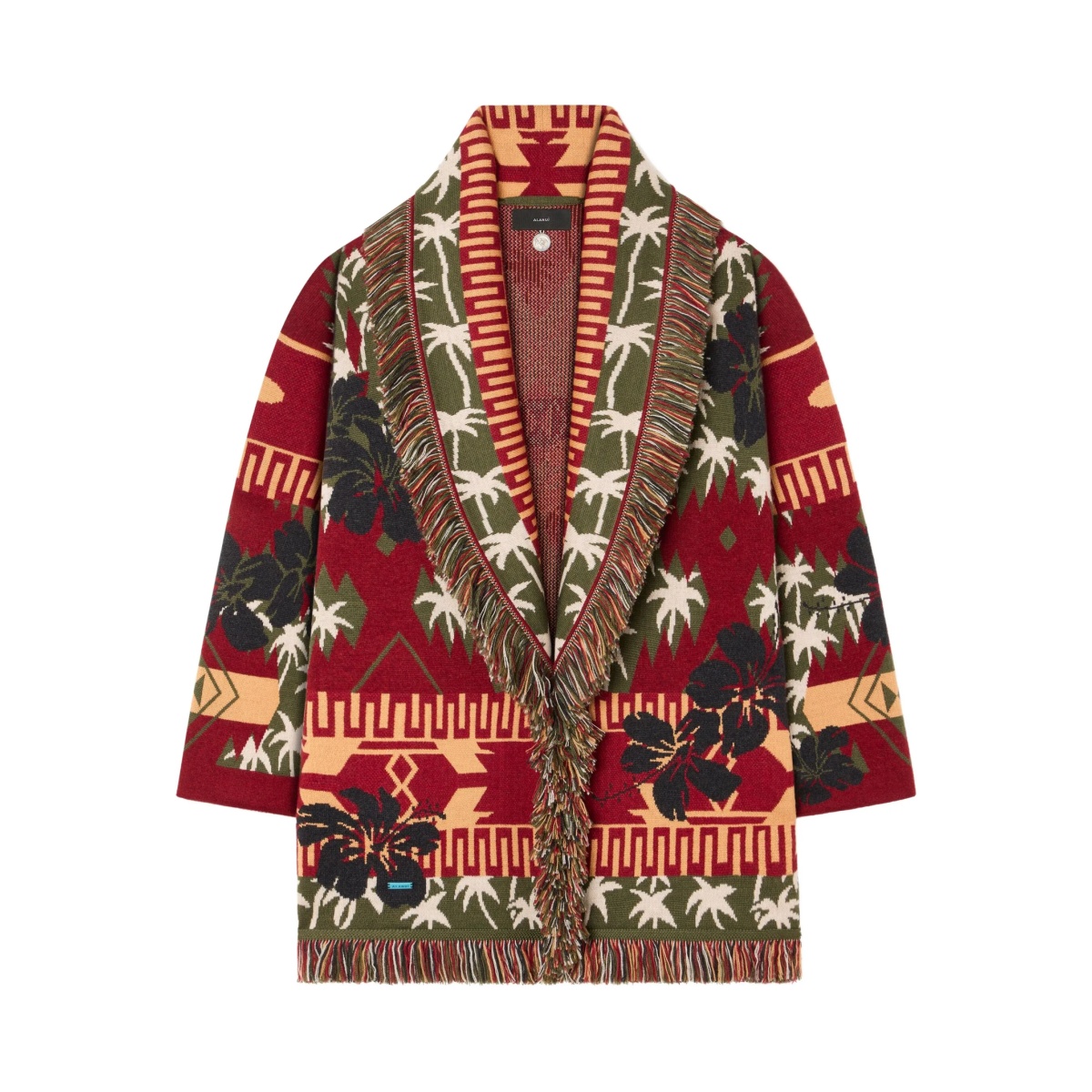 Icon jacquard fringed cardigan