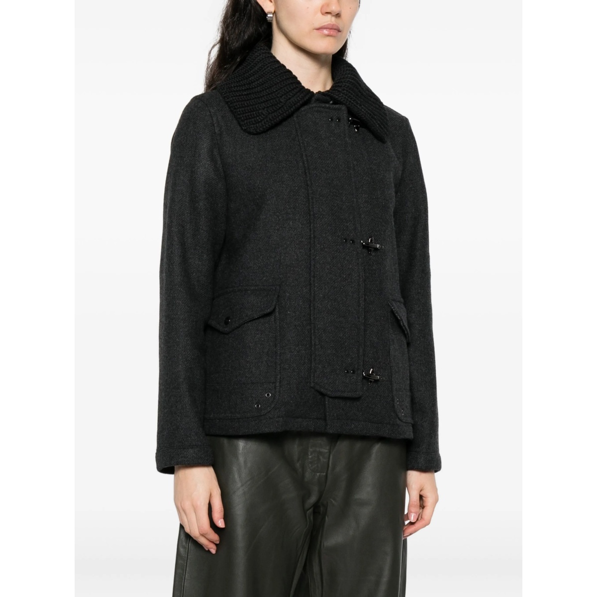 knitted-collar toggle jacket - Img 3
